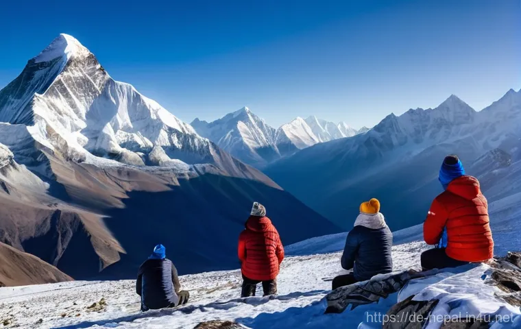 에베레스트 베이스캠프 도전 팁 - **Cozy Evening in a Himalayan Tea House:** Inside a rustic yet inviting Himalayan tea house, two tre...