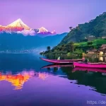 네팔의 아름다운 폭포와 호수 - **Phewa Lake at Sunrise, Pokhara:**
    A breathtaking panoramic view of Phewa Lake in Pokhara, Nepa...